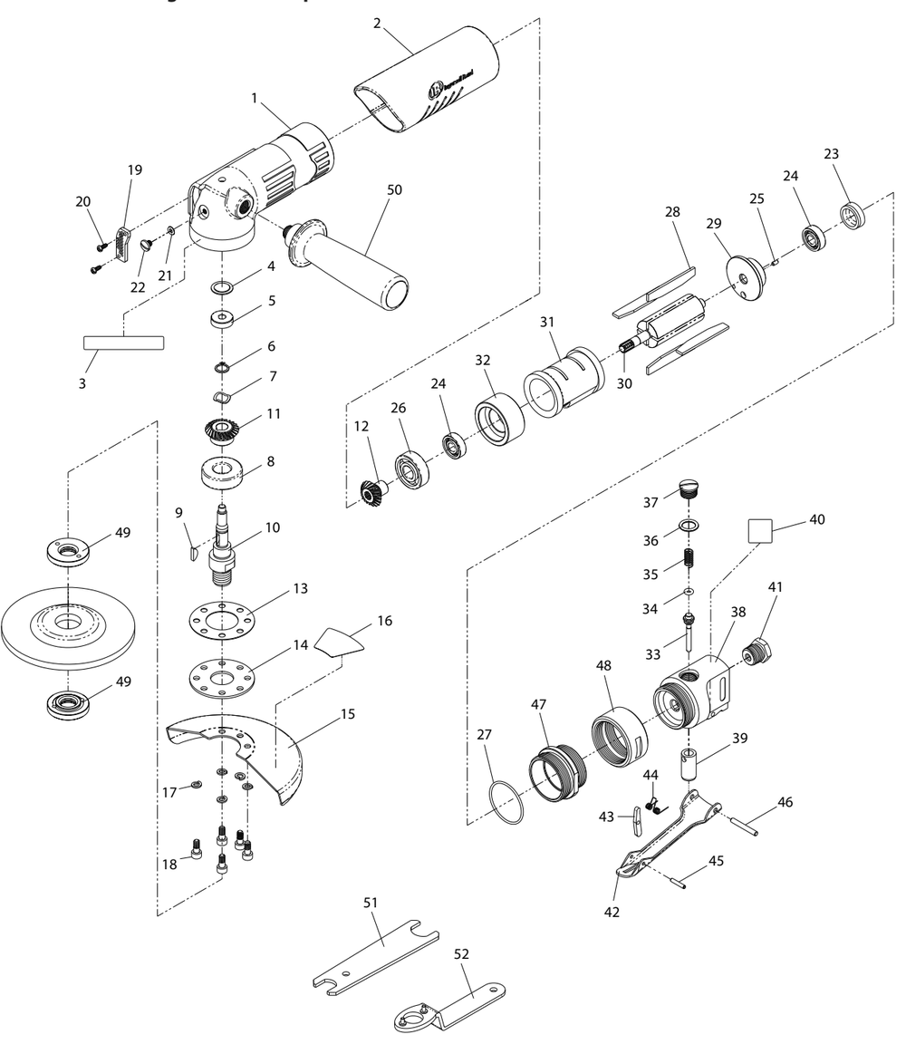 Page A Diagram and Parts List for 422G  Ingersoll Rand Grinder